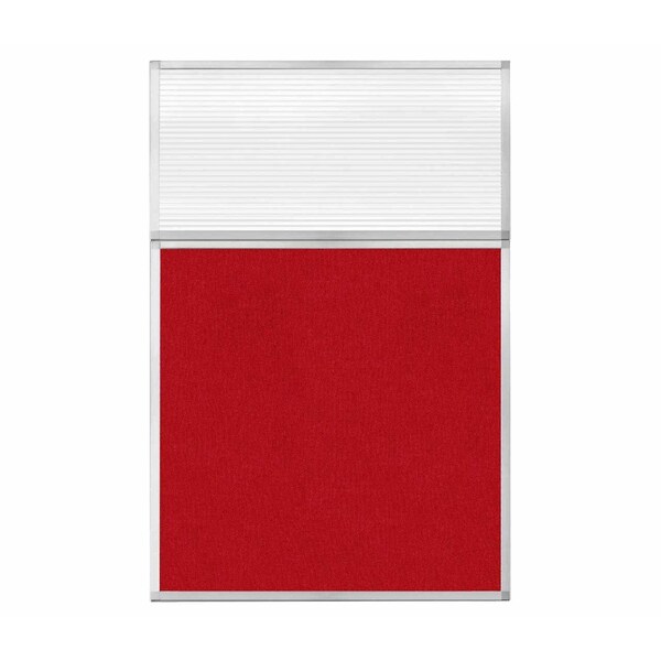 Hush Panel Configurable Cubicle Partition 4' x 6' W/ Window Red Fabric Clear Fluted Window